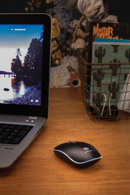 Ergonomic Rechargeable Wireless Mouse with Light-Up Custom Logo Feature