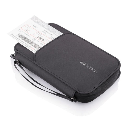 Slim RFID-Blocking Black Passport Holder with Magnet Closure
