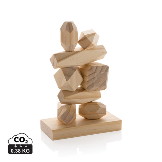 Crios Wooden Balancing Rocks: Natural Brown Stackable Play Set with Pouch