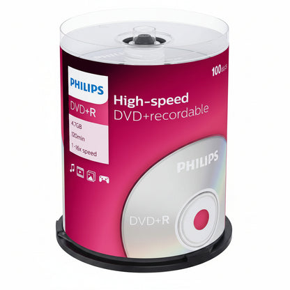 Philips DVD+R Blank Recordable Discs 4.7GB 100-Pack Spindle
