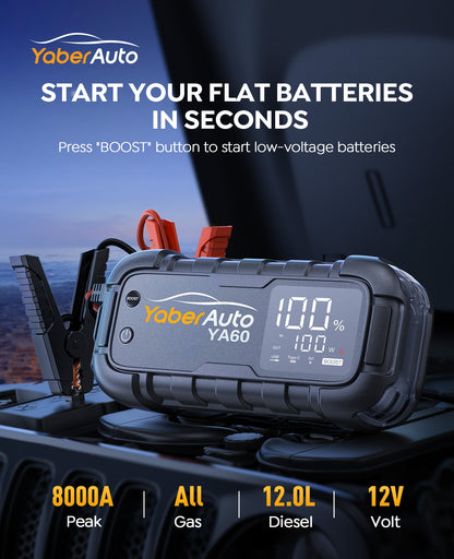 YaberAuto YA60 Car Jump Starter 8000A 65W