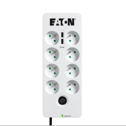 Eaton PB8TUF 8-Outlet Surge Suppressor 10A Black White