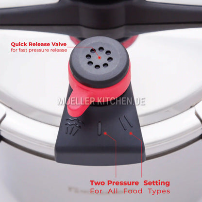 Premium 6L Stainless Steel Pressure Cooker with Dual Pressure Settings