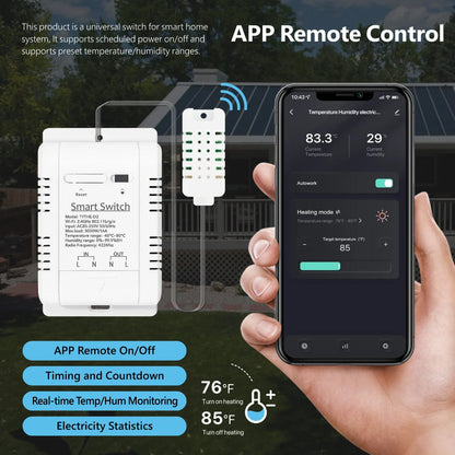 Tuya Smart WiFi Temp & Humidity Switch 16A 3000W