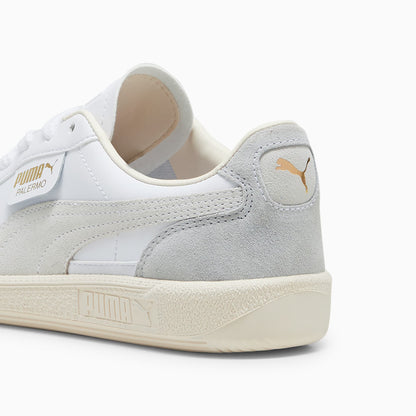 PUMA Palermo Youth Sneakers: White-Cool Light Gray-Sugared Almond Classic Terrace Style