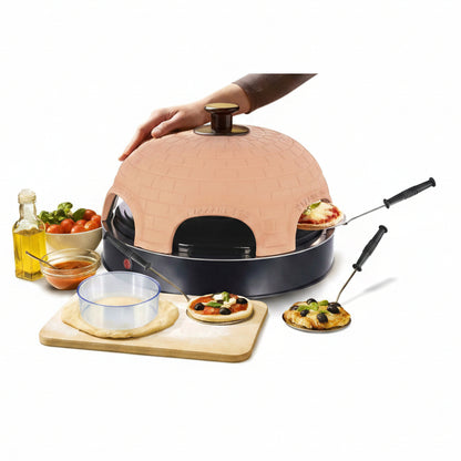 Emerio Pizza Oven PO-115984 1200W 6 Mini Pizzas Terracotta Dome