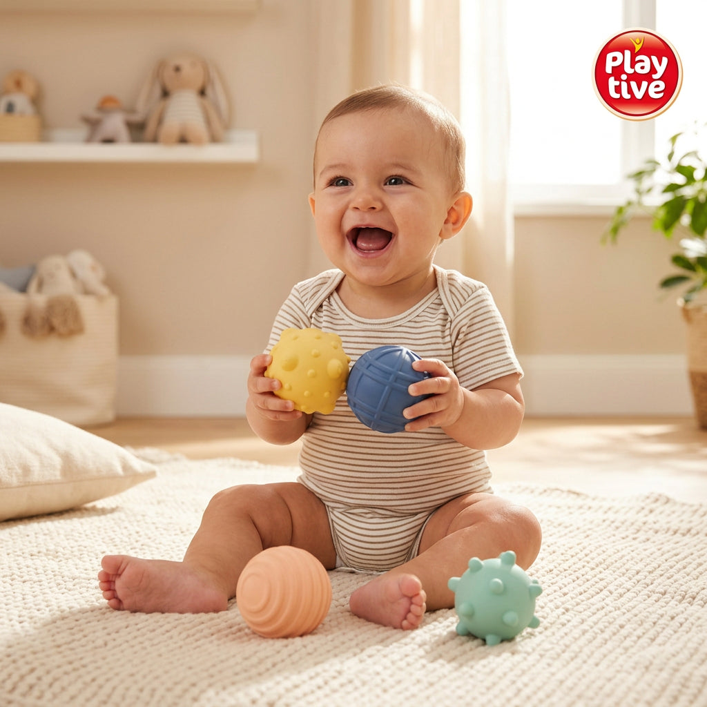 Playtive Colourful Sensory Balls for Babies 4-Piece
