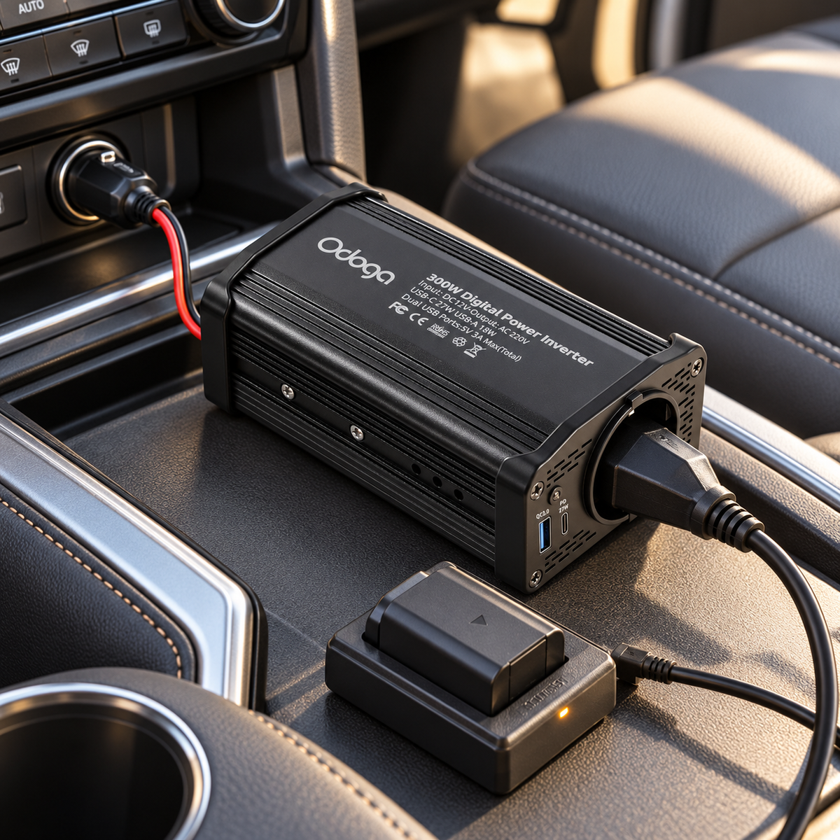 Odoga Car Cigarette Lighter 12V to 220V 300W Power Inverter