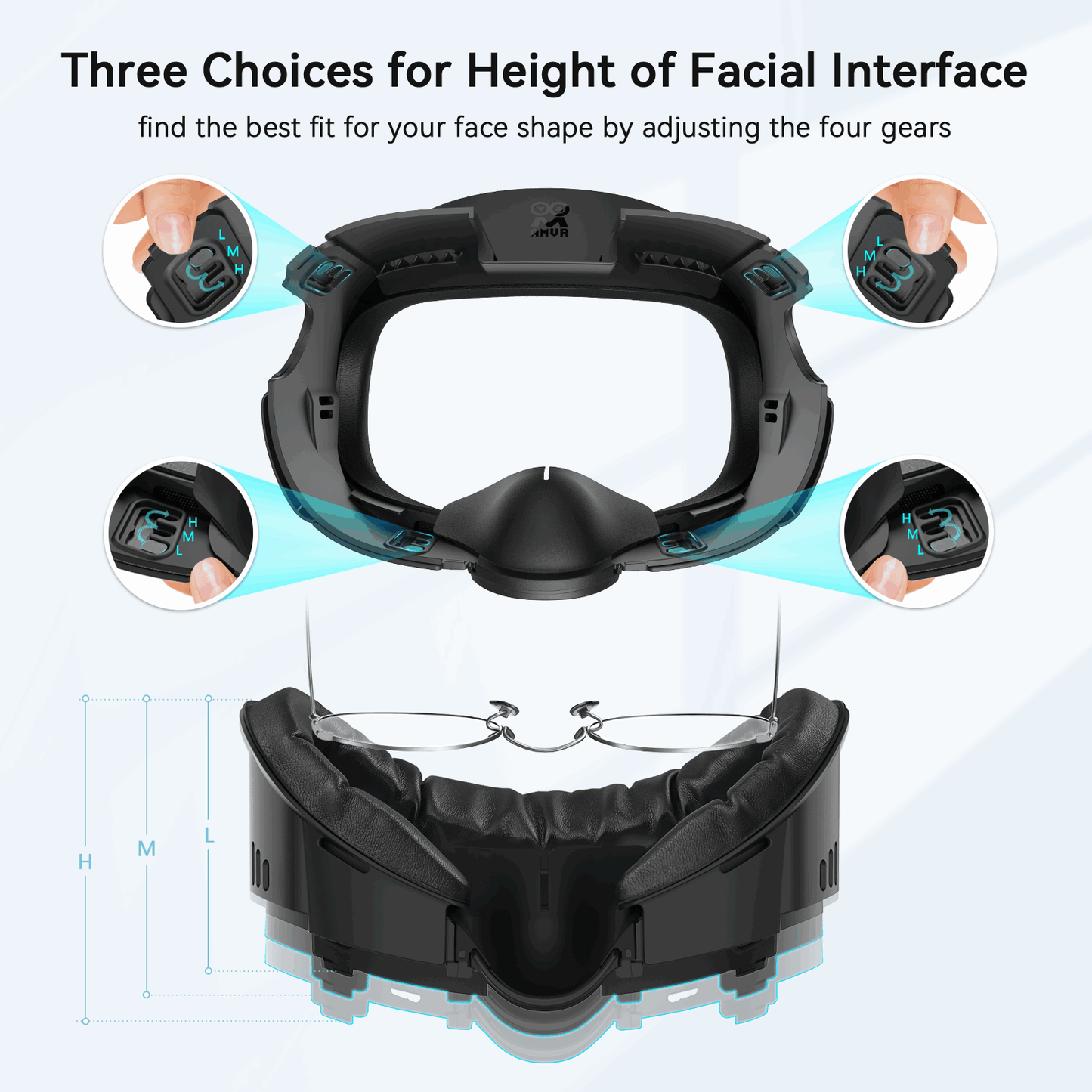 AMVR Q3FC1 Facial Interface for Meta Quest 3 with Depth Adjustment and Ventilation
