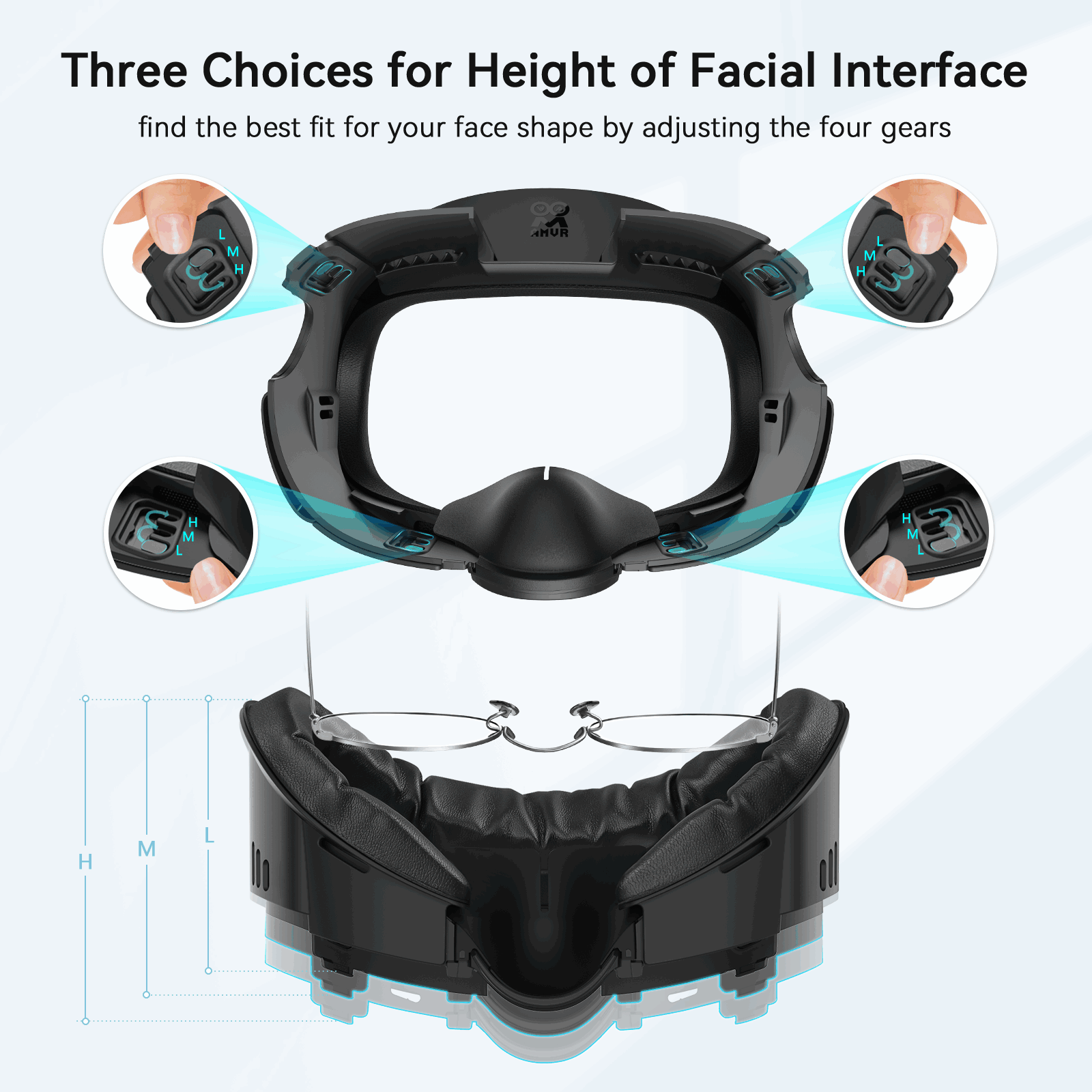 AMVR Q3FC1 Facial Interface for Meta Quest 3 with Depth Adjustment and Ventilation
