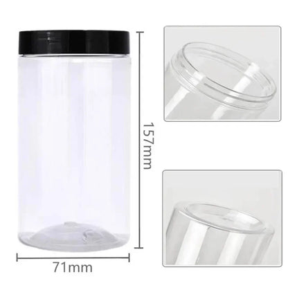 5pcs Empty Storage Jar with Lid 500ml Clear Plastic Bottle Candy Snack Jars Food Sealed Container Cosmetics Cream Sample Pot
