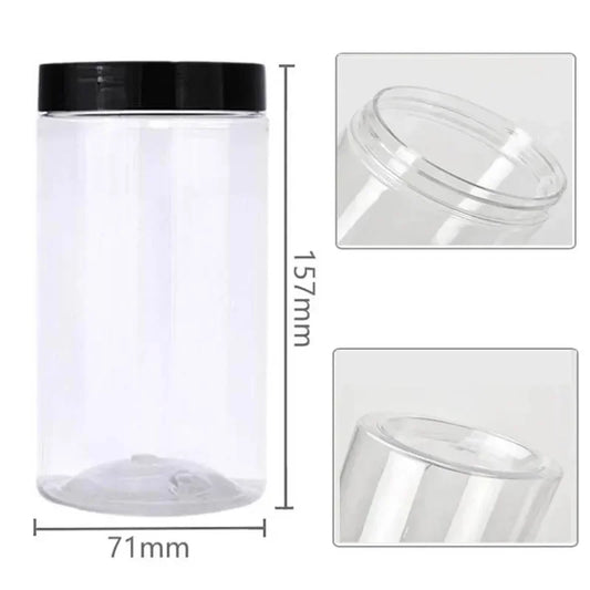 5pcs Empty Storage Jar with Lid 500ml Clear Plastic Bottle Candy Snack Jars Food Sealed Container Cosmetics Cream Sample Pot