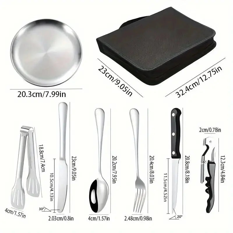 Premium Portable 10/20-Piece Stainless Steel Camping Cutlery Set