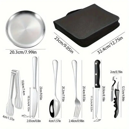 Premium Portable 10/20-Piece Stainless Steel Camping Cutlery Set