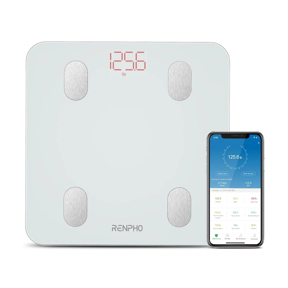 Renpho Smart Bluetooth Body Fat Scale with 13 Measurements - Gomix Brands Outlet