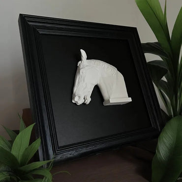 Modern 3D Horse Head Wooden Art Frame – Decorative Relief Sculpture