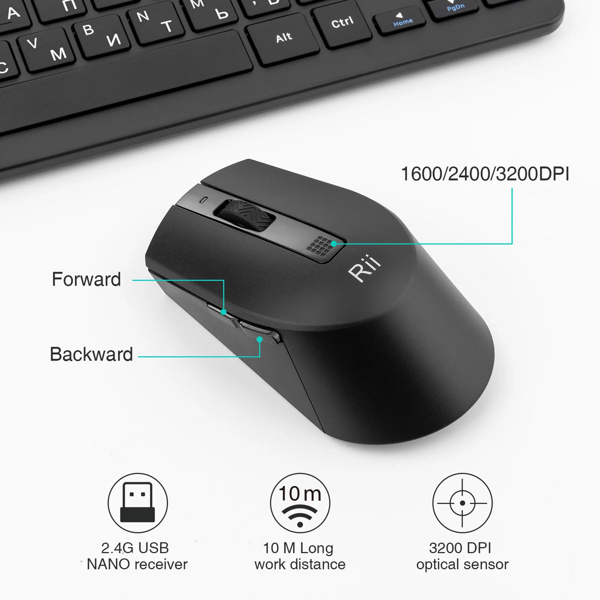 RKM709 2.4GHz Wireless Keyboard and Mouse Combo