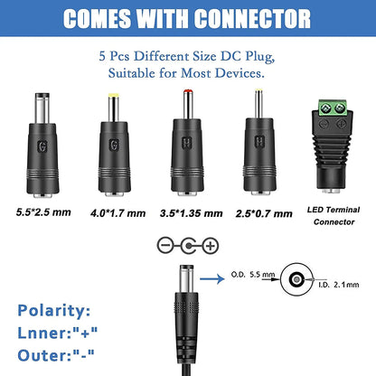 12V Car Charger Adapter with LED Indicator and Multiple Connectors