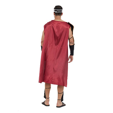 Men's Roman Gladiator Costume with Tunic, Cape, and Armor