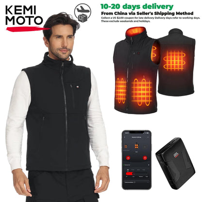 KEMiMOTO Heated Vest with 10000mAh Battery, 6-Zone Warmth