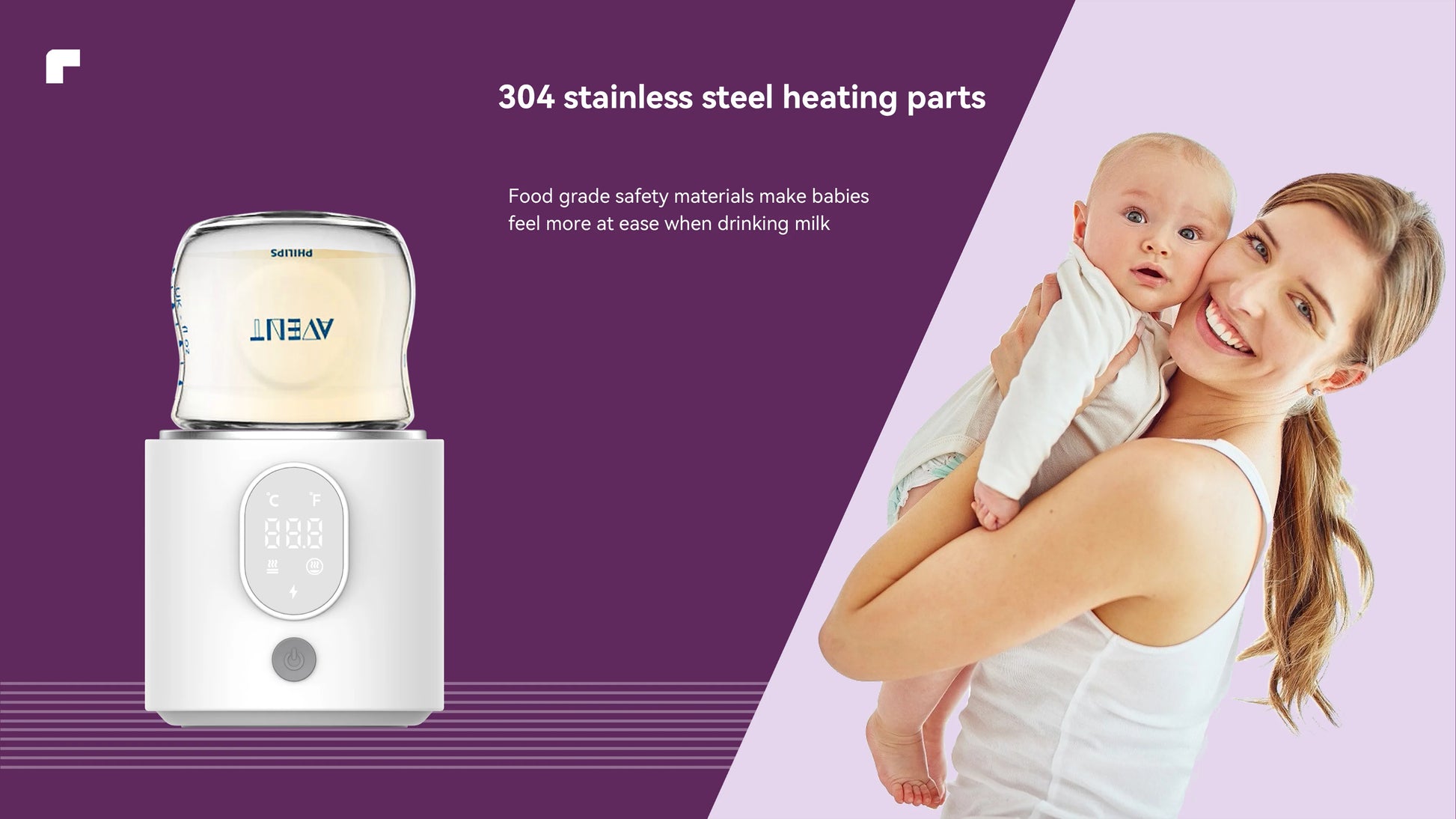 Portable Baby Milk Warmer with Digital Display, Fast Heating, BPA-Free