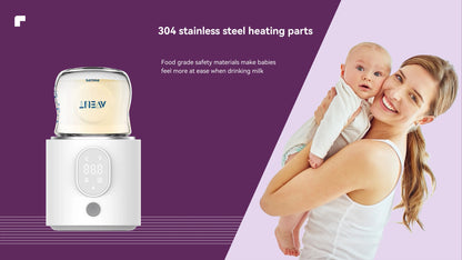 Portable Baby Milk Warmer with Digital Display, Fast Heating, BPA-Free