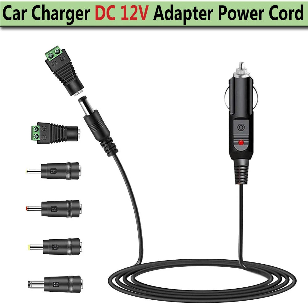12V Car Charger Adapter with LED Indicator and Multiple Connectors