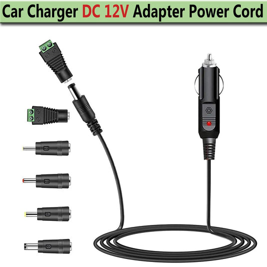 12V Car Charger Adapter with LED Indicator and Multiple Connectors