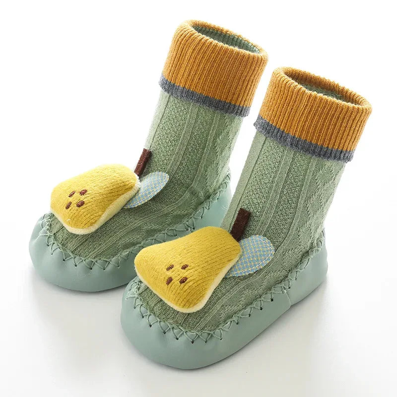 Warm Wool Cartoon Baby Shoes and Socks with Non-Slip Leather Sole for Toddlers - Gomix Brands Outlet