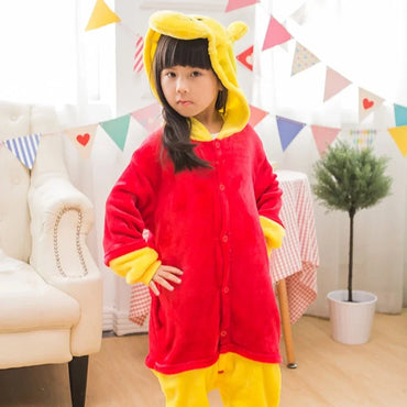 MINISO Flannel Animal Zebra & Winnie Bear Kids Pajamas Onesie – Soft Cozy Kigurumi