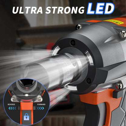 EMDTOOL Cordless Impact Wrench: 1/2 Inch, Brushless, 1500Nm Torque