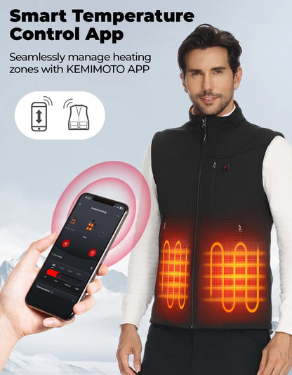 KEMiMOTO Heated Vest with 10000mAh Battery, 6-Zone Warmth