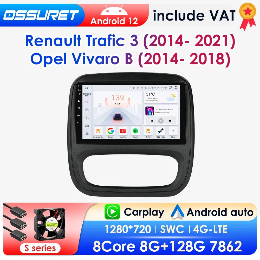 Android 12 Double DIN Car Radio for Renault Trafic