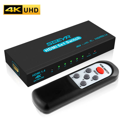 SGEYR 5-Port 4K 30Hz HDMI Switch with Remote 4K501