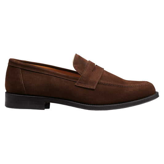 Men's Premium Chocolate Brown Suede Penny Loafers - Classic Style, Comfortable