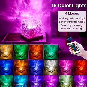 Immersive Ocean Wave Projector LED Night Light, Remote Control Ambiance Lamp