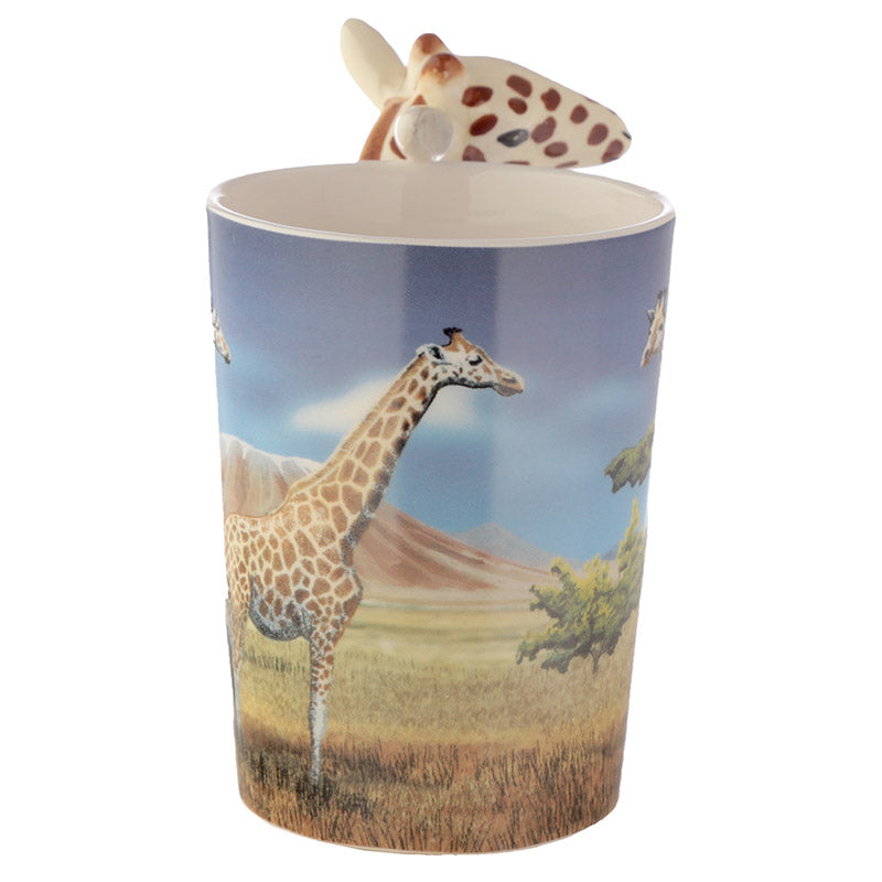 Charming Giraffe Savannah Ceramic Mug with Shaped Handle – Unique Wildlife Coffee Cup