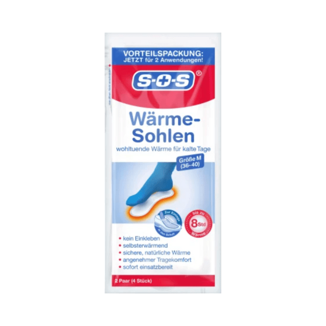 SOS Heat Insoles Size 36-40 2 Pairs
