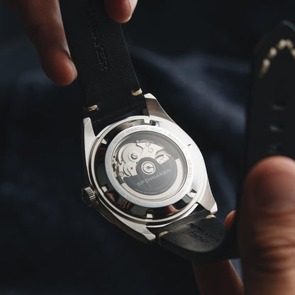 Fleuss Sand Grey Automatic Dive Watch with Leather Strap
