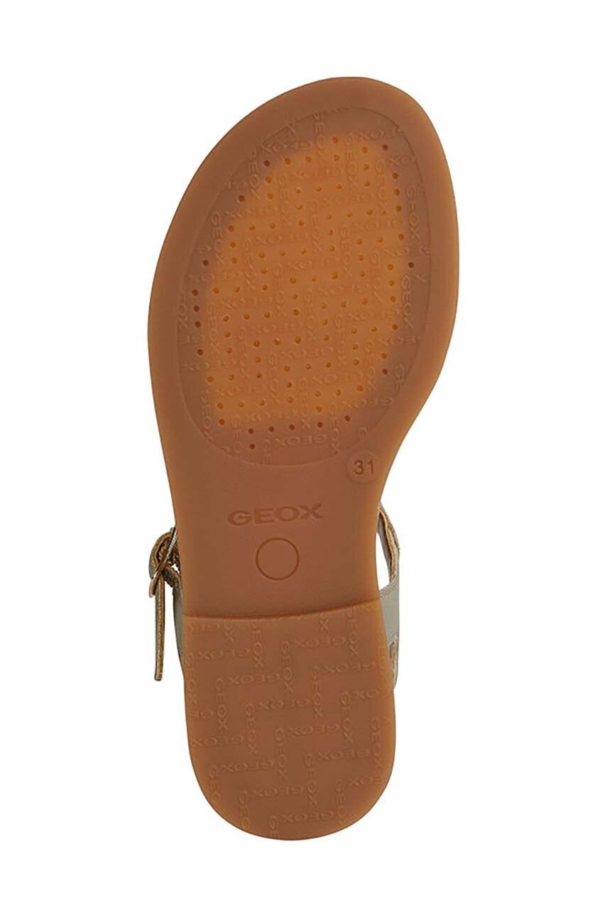 Geox Kids' Gold Breathable Synthetic Leather Sandals with Adjustable Buckle Closure