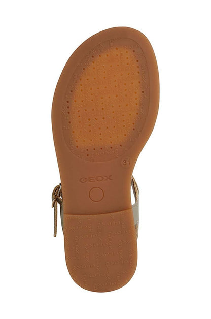 Geox Kids' Gold Breathable Synthetic Leather Sandals with Adjustable Buckle Closure