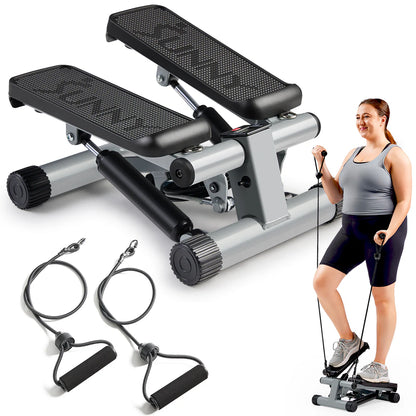 Sunny Health & Fitness Mini Stepper with Resistance Exercise Bands