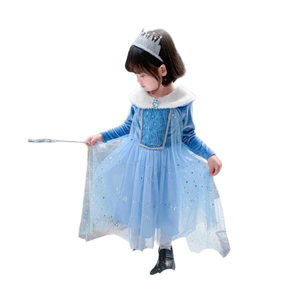 Enchanting Elsa Princess Dress for Girls with Flowing Cape - Disney Frozen 2 Inspired