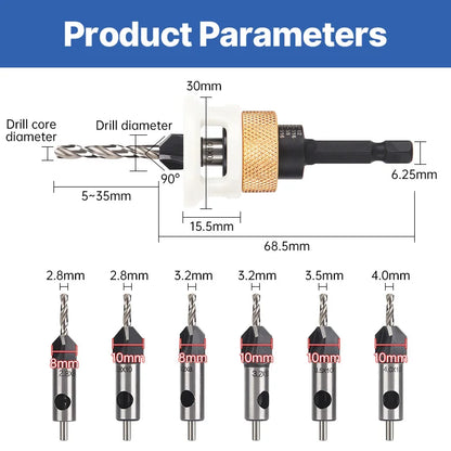 LIDIAO 4-Flute Adjustable Depth Countersink Drill Bit for Wood