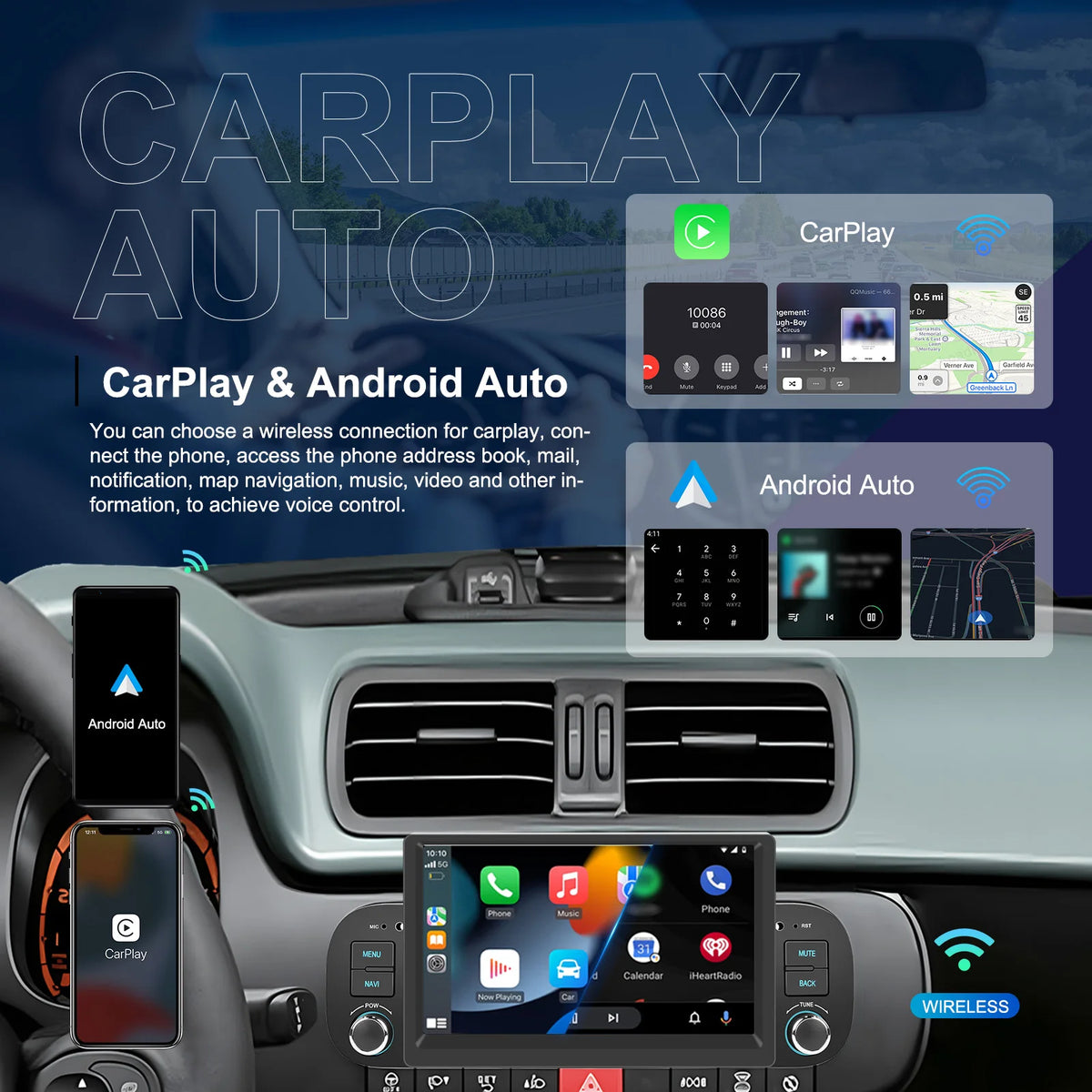 CAMECHO 2+64G Android 13 Car Radio for Fiat Panda 2013-2020
