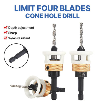 LIDIAO 4-Flute Adjustable Depth Countersink Drill Bit for Wood
