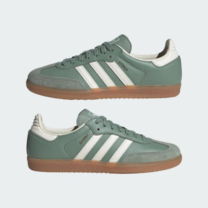 Adidas Samba OG Green Leather Sneaker with Gum Sole
