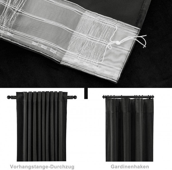 WOLTU Blackout Curtain with Ruffled Tape 140x245 cm