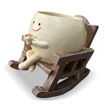 Creative Resin Rocking Chair Flower Pot with Smiling Face