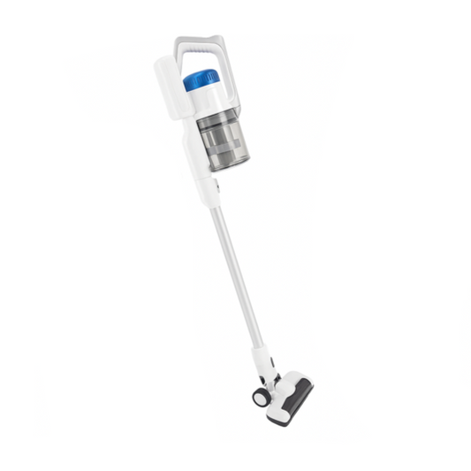 Set of cleaning tools including a brush, scrubber, and other attachments on a white background